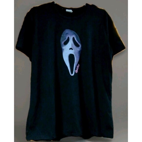 Men’s Black Ghostface Scream Graphic T-Shirt Size L Horror Movie Tee Y2K Grunge - Picture 1 of 5